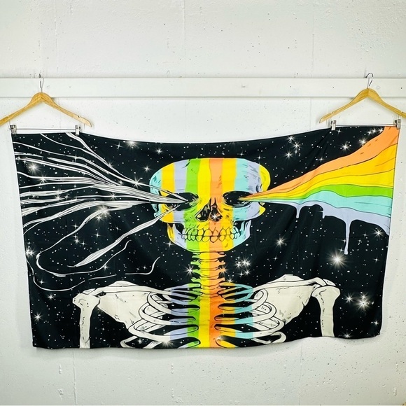 Rainbow Pride Skelton tapestry Wall Art Tablecloth Bed Cover 43.5 x 75.2" - Picture 1 of 9
